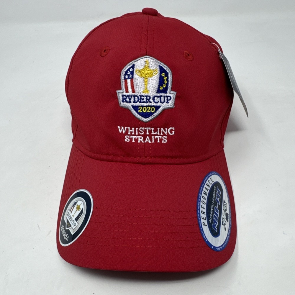 NEW Ryder Cup 2020 Whistling Straits Ahead Mid Fit Performance Golf Hat Adj Red‎
